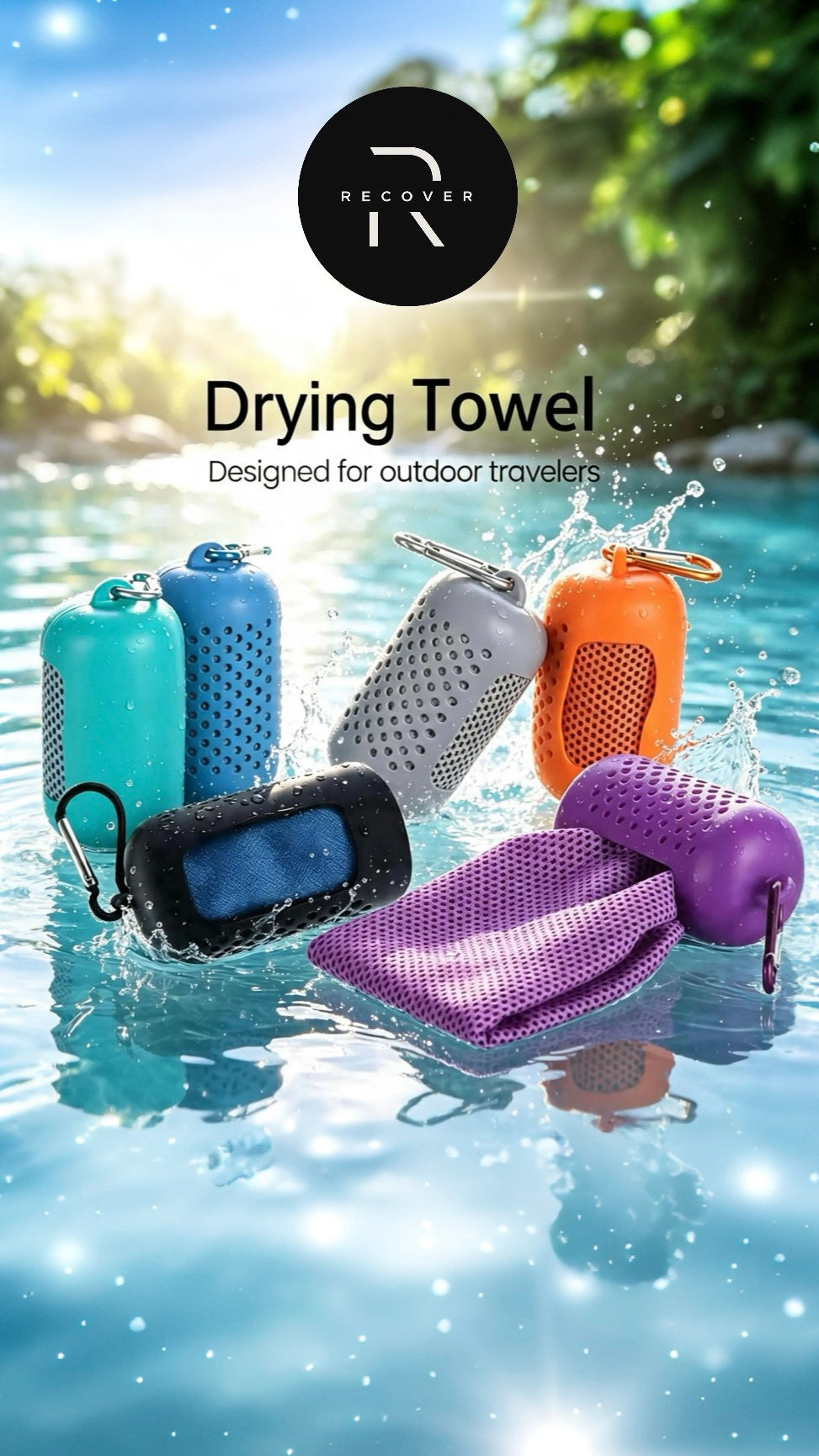 Recover Cooling Towel — Instant Chill, Clip-On Case