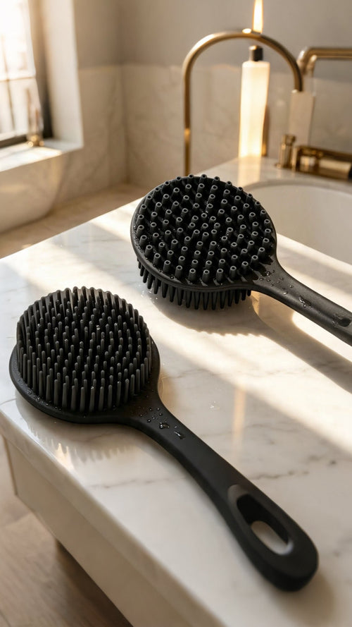 4-Piece Long-Handle Silicone Body Scrubber Set