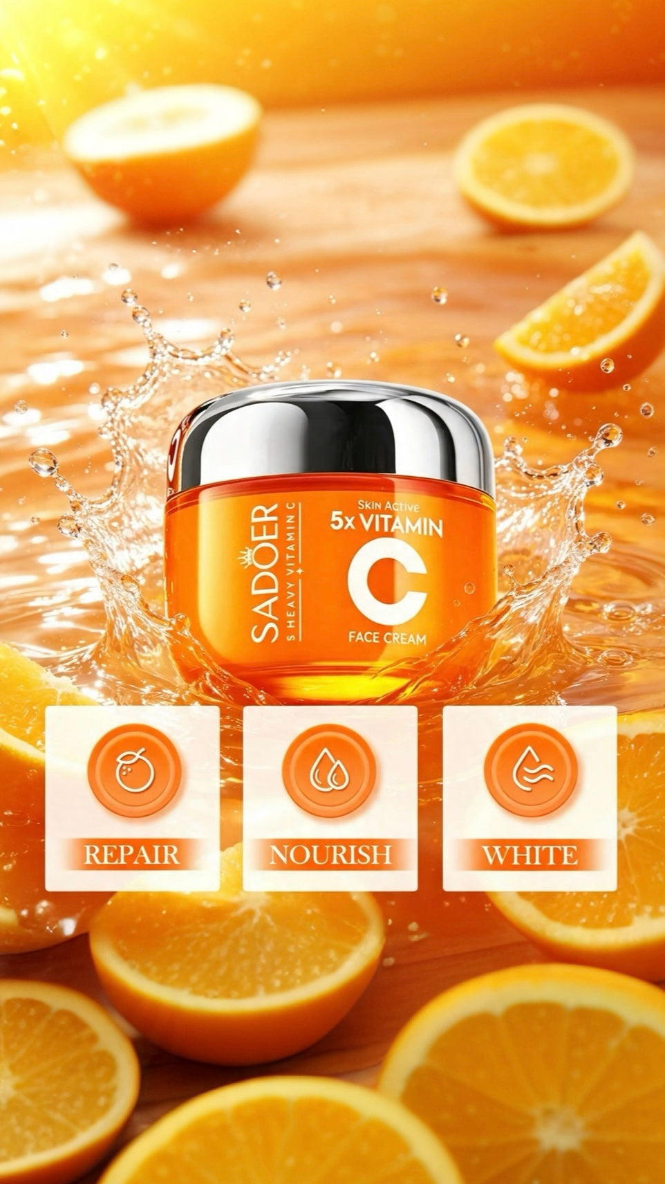 SADOER Vitamin C Face Cream, Lightweight Daily Moisturiser