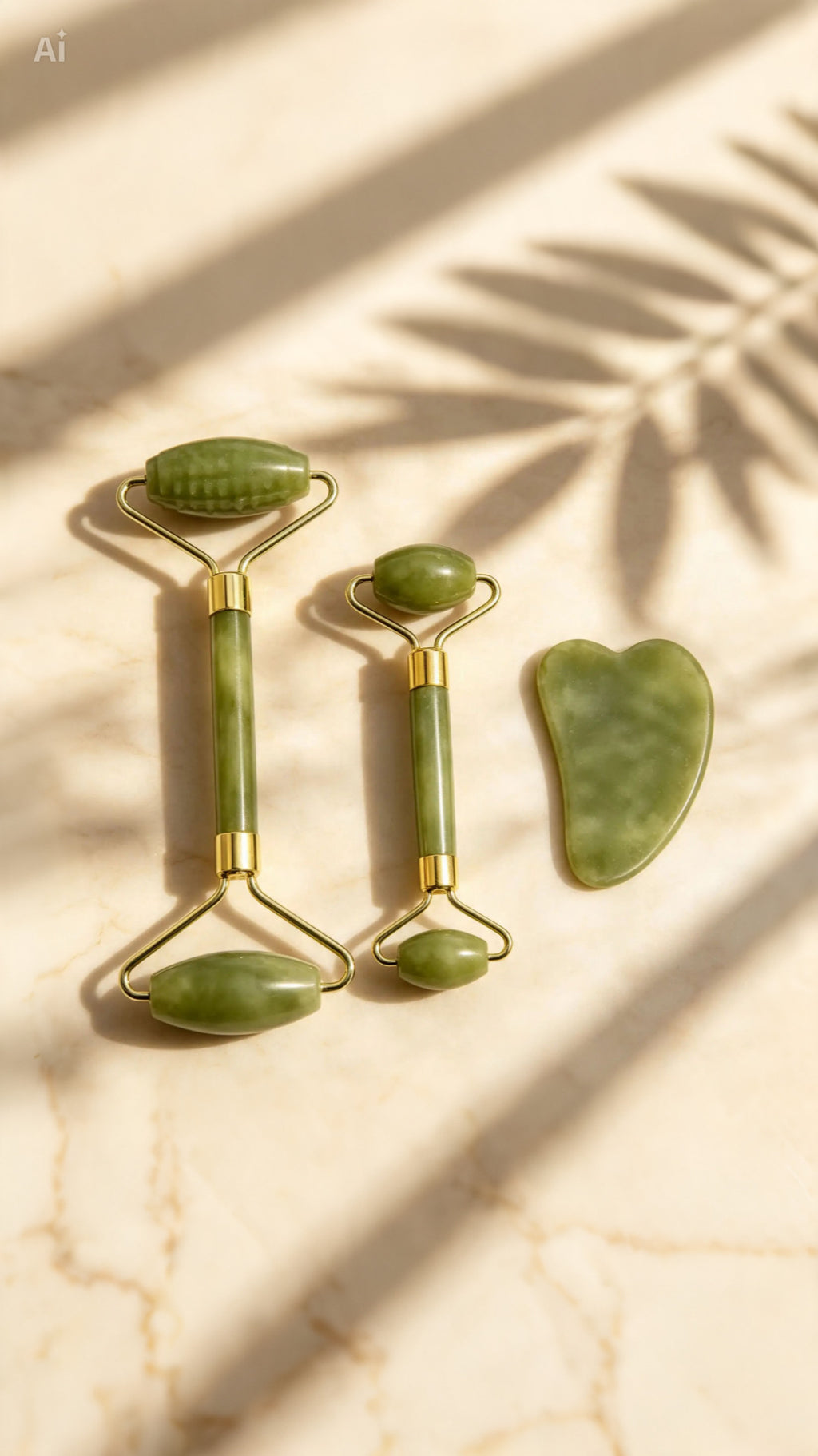 3-in-1 Gua Sha Set — Natural Stone Face Roller & Sculpting Tools