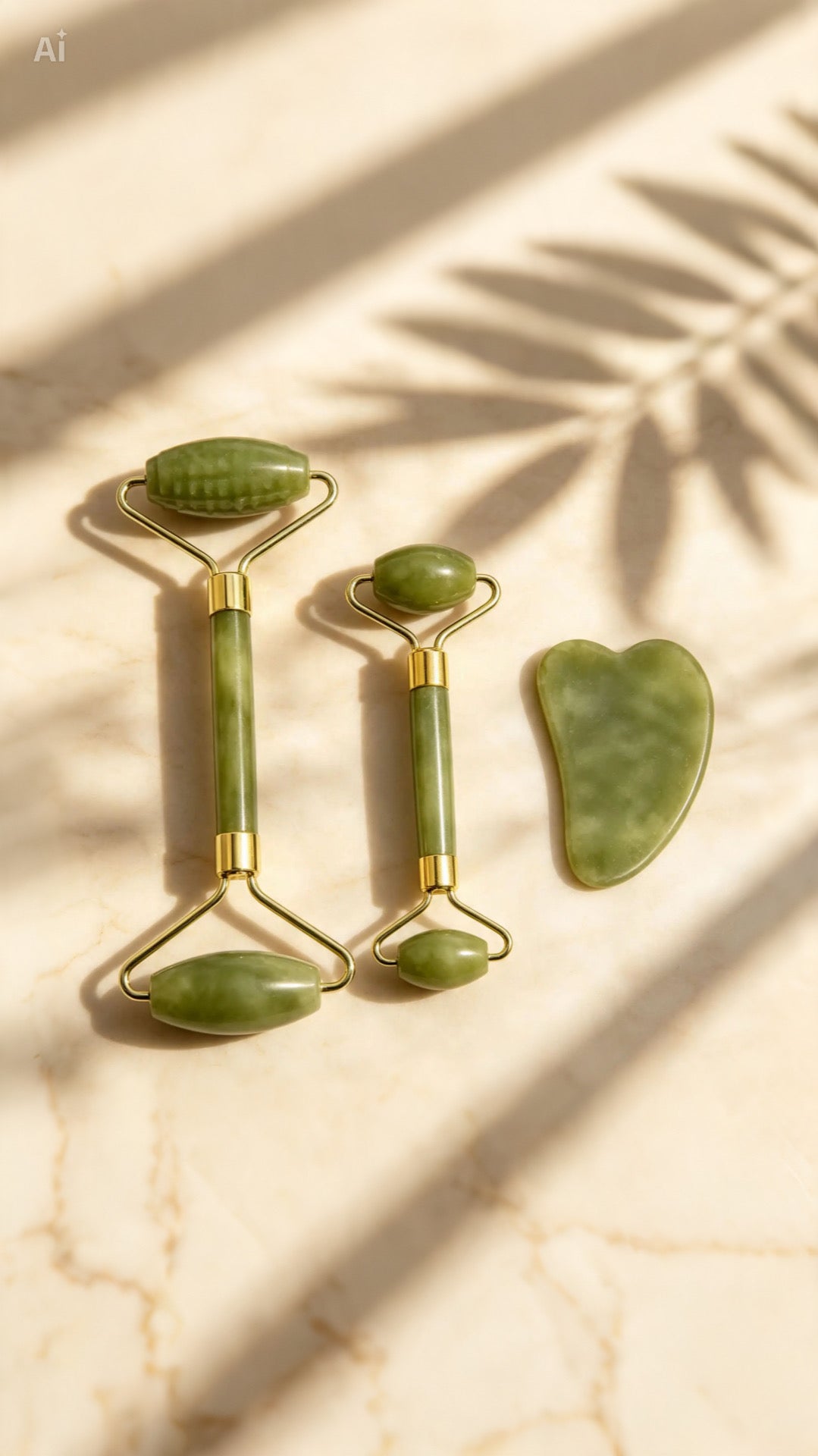 3-in-1 Gua Sha Set — Natural Stone Face Roller & Sculpting Tools